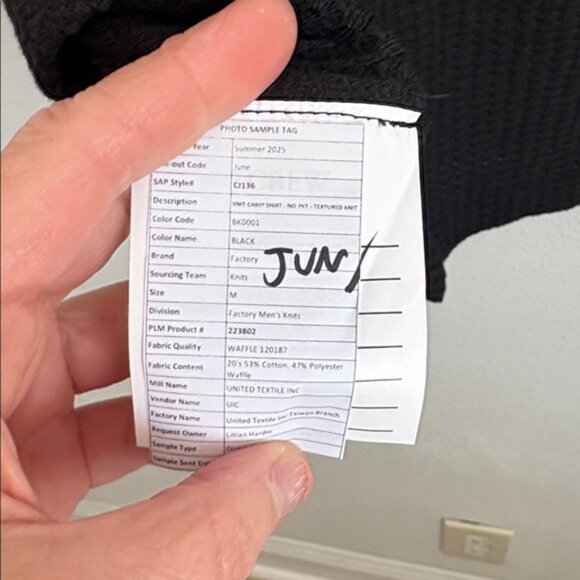 J. Crew Short-sleeve textured camp shirt Medium Waffle Knit Shirt Black - Picture 8 of 8